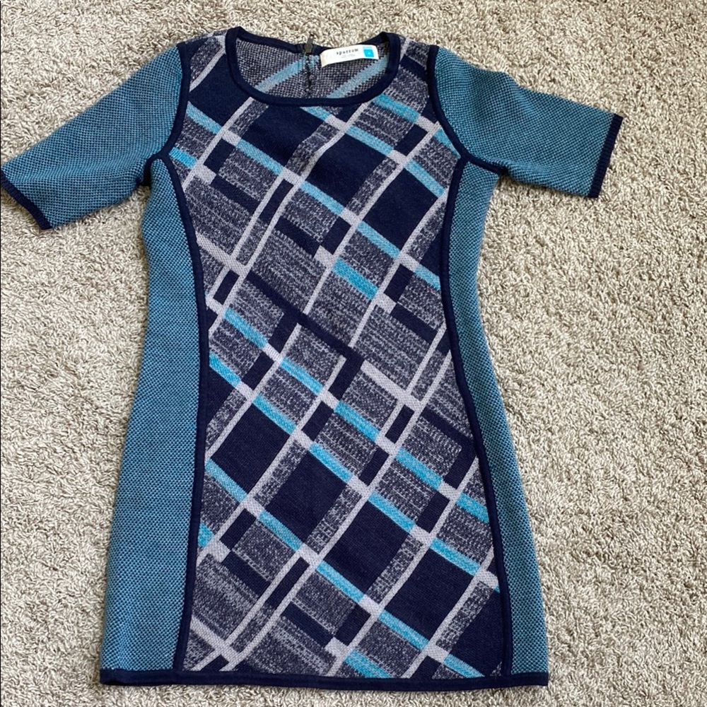 Blue and Gray Lightweight Sweater Dress - Picture 1 of 4